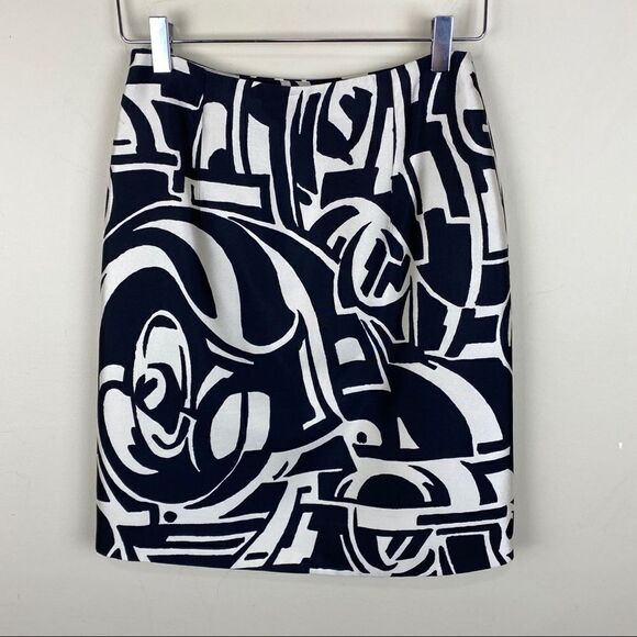 Ralph Lauren Black Ivory Pencil Silk Skirt Size 2 - Picture 6 of 8